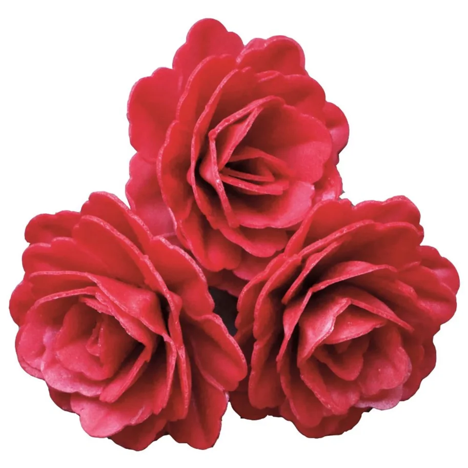 3er Set Rosen aus Esspapier rot