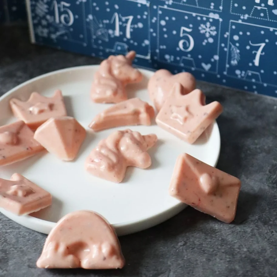 Adventskalender mit Schokogiessformen Einhorn