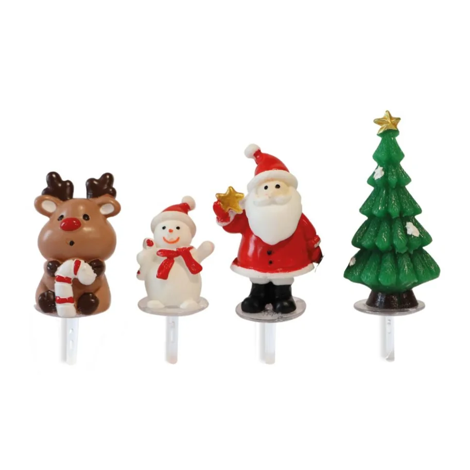 4er Set Tortendeko Weihnachten Figuren Kunstharz