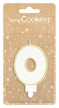 Kerze Nummer 0 weiss mit Goldrand 8cm