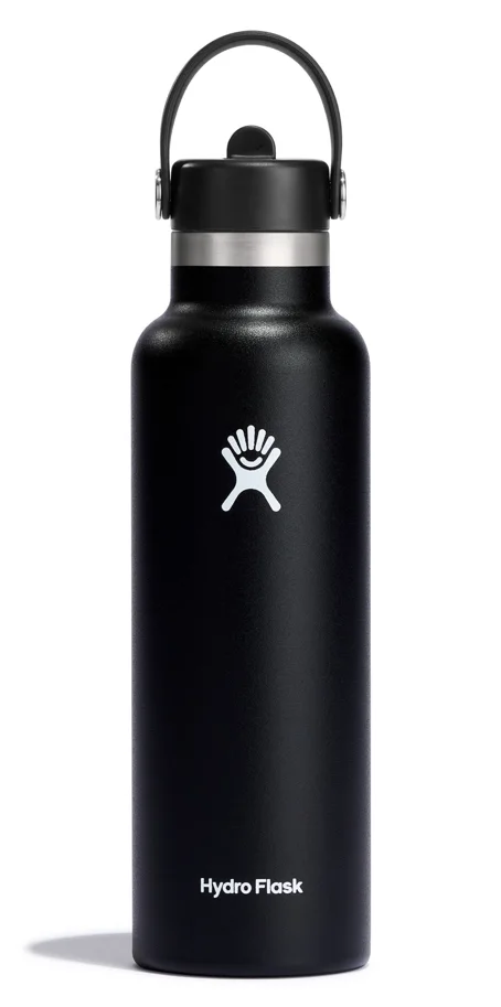 Trinkflasche Standard Flex Deckel m. Strohhalm 620ml schwarz