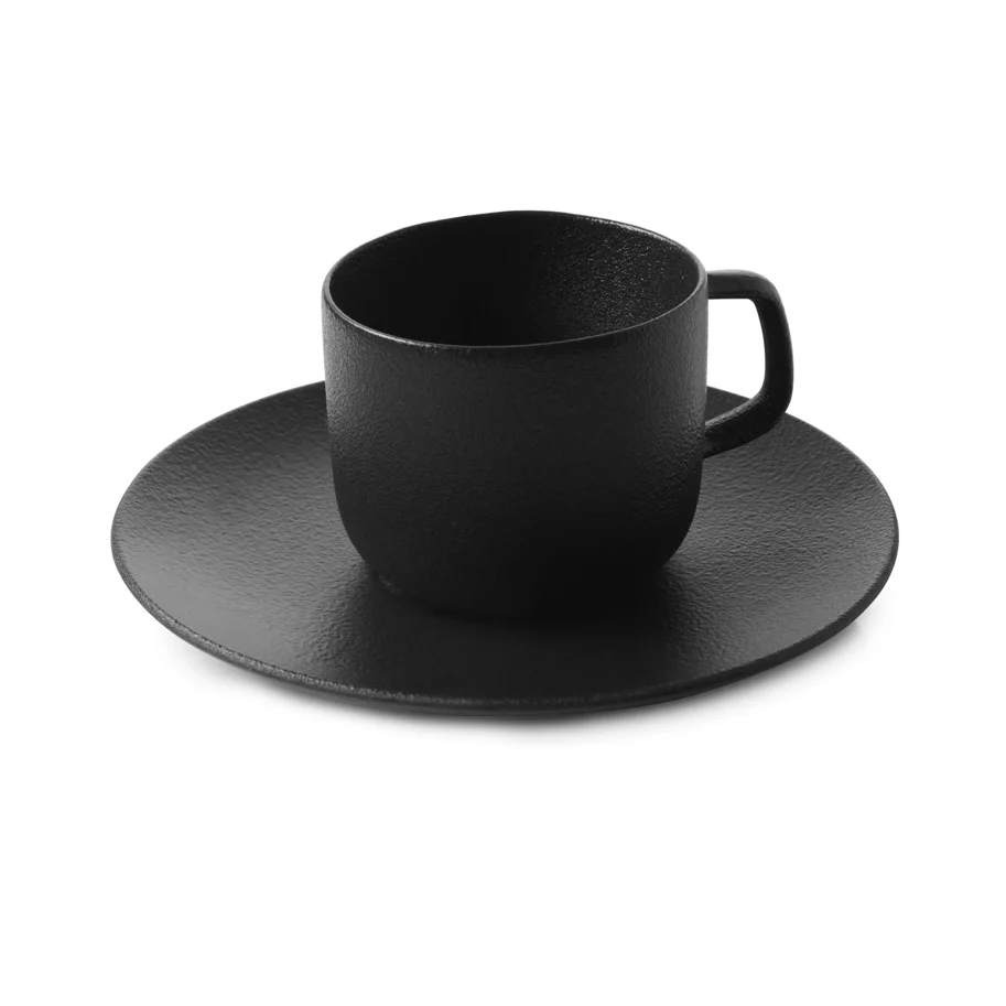 Equinoxe Espressotasse m. Untert. D13cm H7cm 8cl gusseis.op.