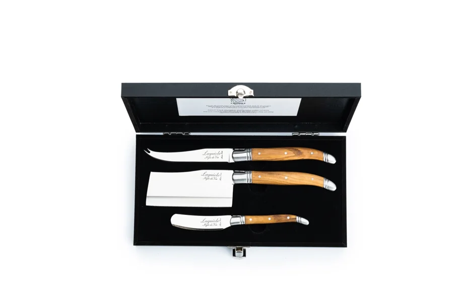 3tlg. Käsemesserset Olivenholz
