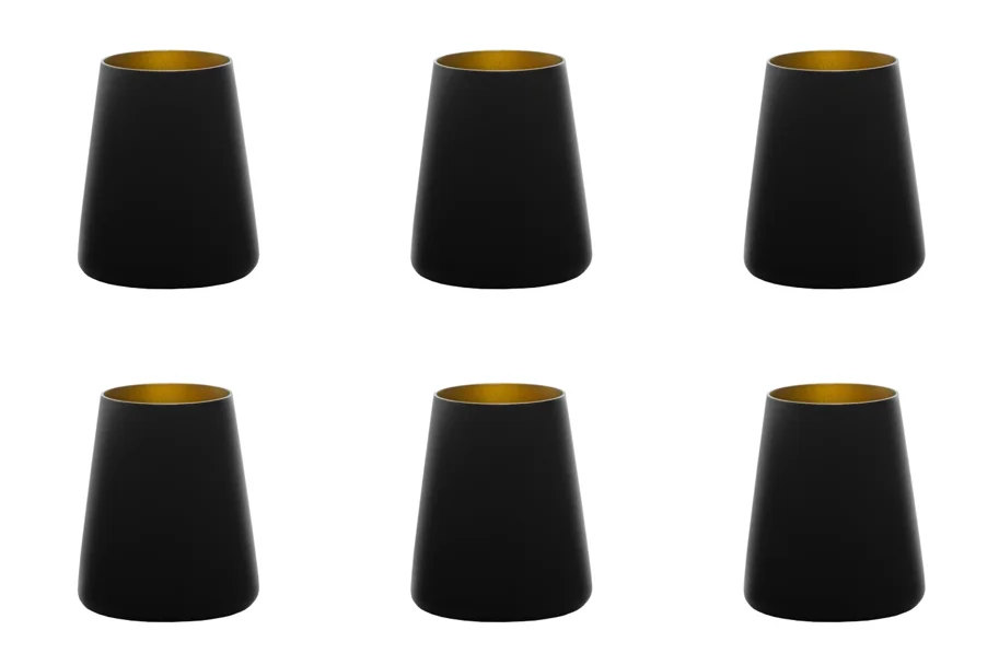 6er Set Elements Power Becher 380ml schwarz/gold