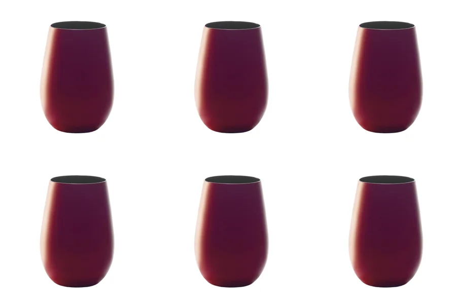 6er Set Elements Becher 465ml rot/schwarz