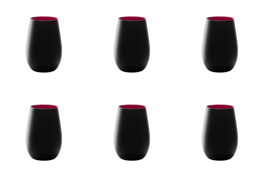 6er Set Elements Becher 465ml schwarz/rot