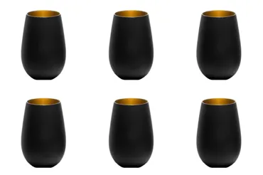 6er Set Elements Becher 465ml schwarz/gold
