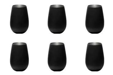 6er Set Elements Becher 465ml schwarz/silber
