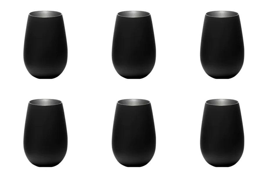 6er Set Elements Becher 465ml schwarz/silber