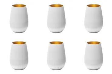 6er Set Elements Becher 465ml weiss/gold