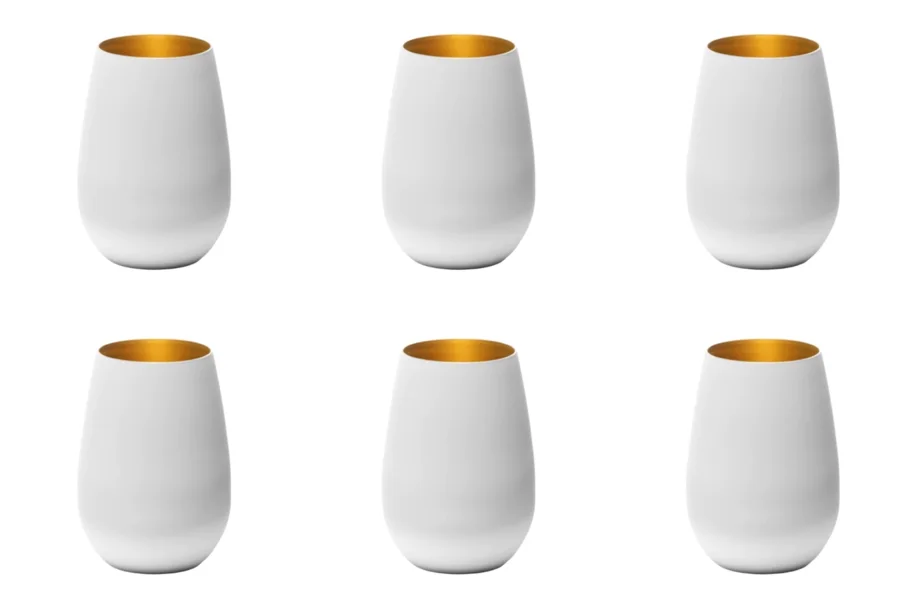 6er Set Elements Becher 465ml weiss/gold