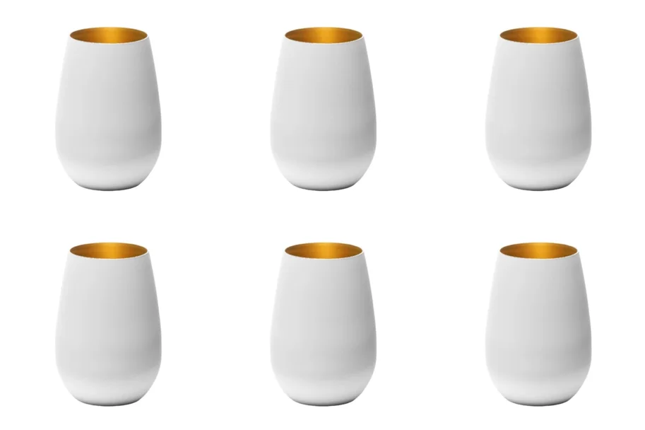 6er Set Elements Becher 465ml weiss/bronze