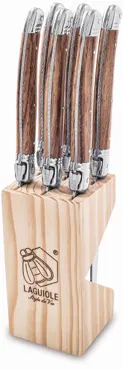6tlg. Steakmesserset Wood mit Messerblock