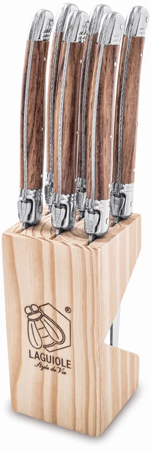 6tlg. Steakmesserset Wood mit Messerblock