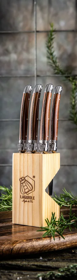 6tlg. Steakmesserset Wood mit Messerblock