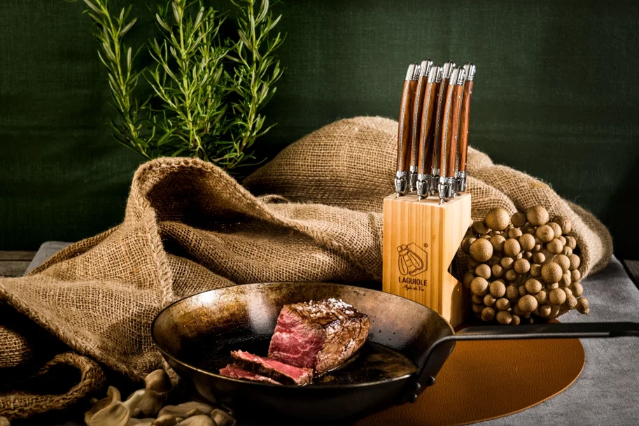 6tlg. Steakmesserset Wood mit Messerblock