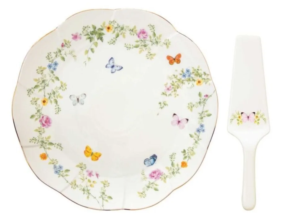Dancing Butterflies Tortenplatte mit Schaufel D32cm Porz.