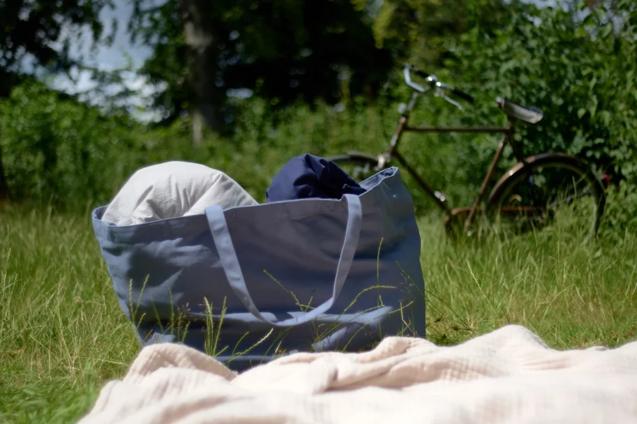 Big Long Tasche 35x45x90cm grey blue Biobaumwolle