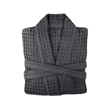 Big Waffle Bademantel M/L dark grey Biobaumwolle
