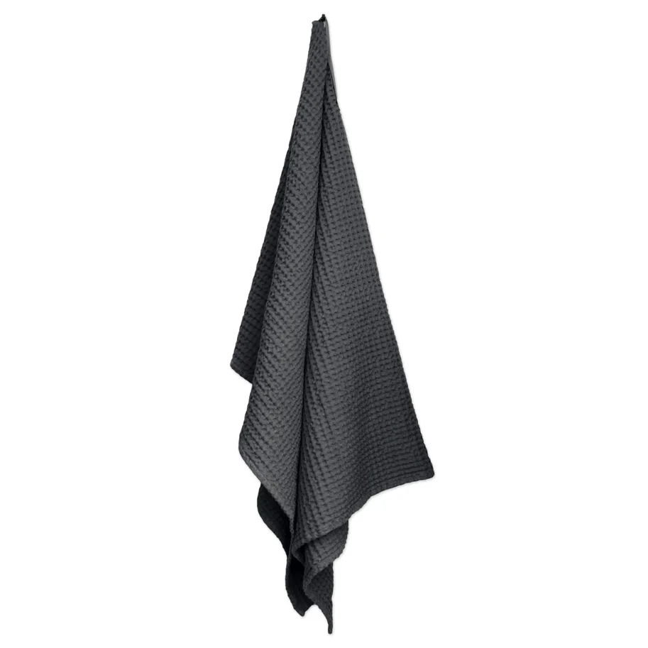 Big Waffle Badetuch 100x150cm dark grey Biobaumwolle
