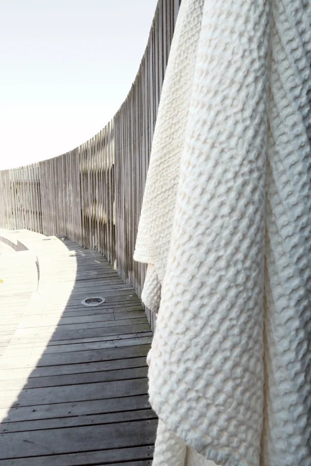 Big Waffle Badetuch 100x150cm natural white Biobaumwolle