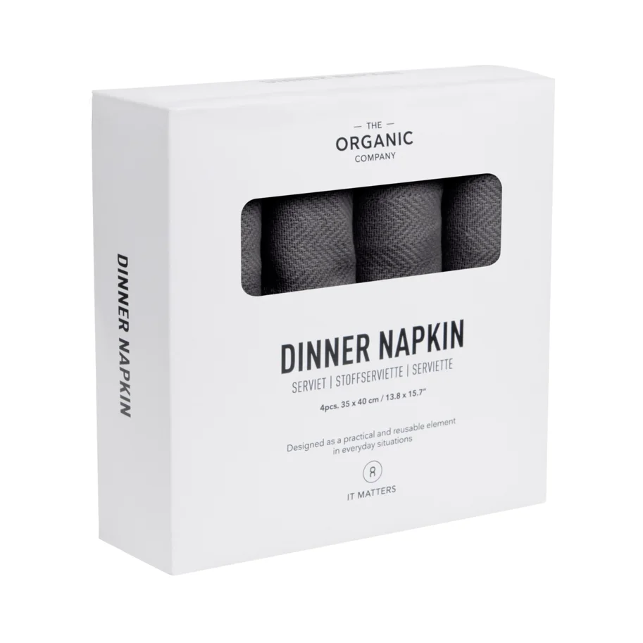 Dinner 4er Set Stoffserviette 35x40cm dark grey Biobaumwolle