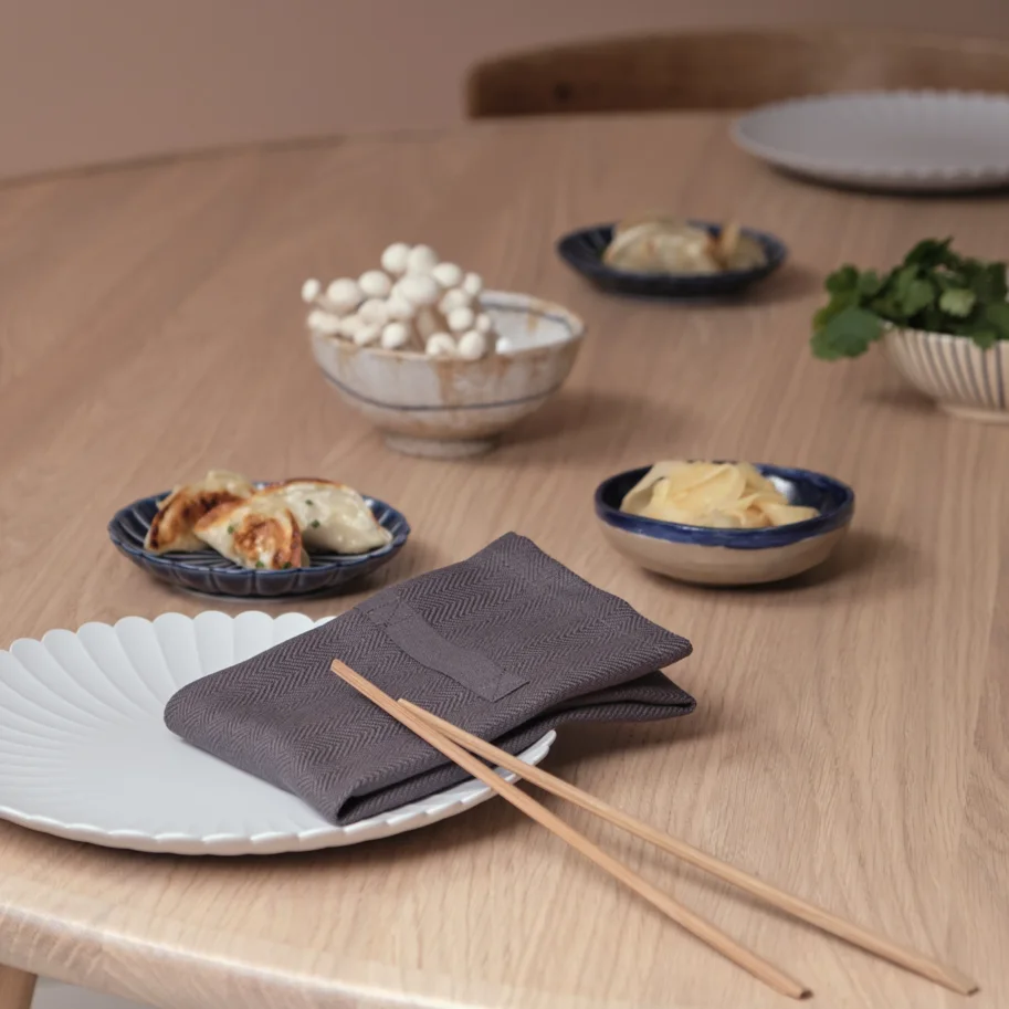 Dinner 4er Set Stoffserviette 35x40cm dark grey Biobaumwolle