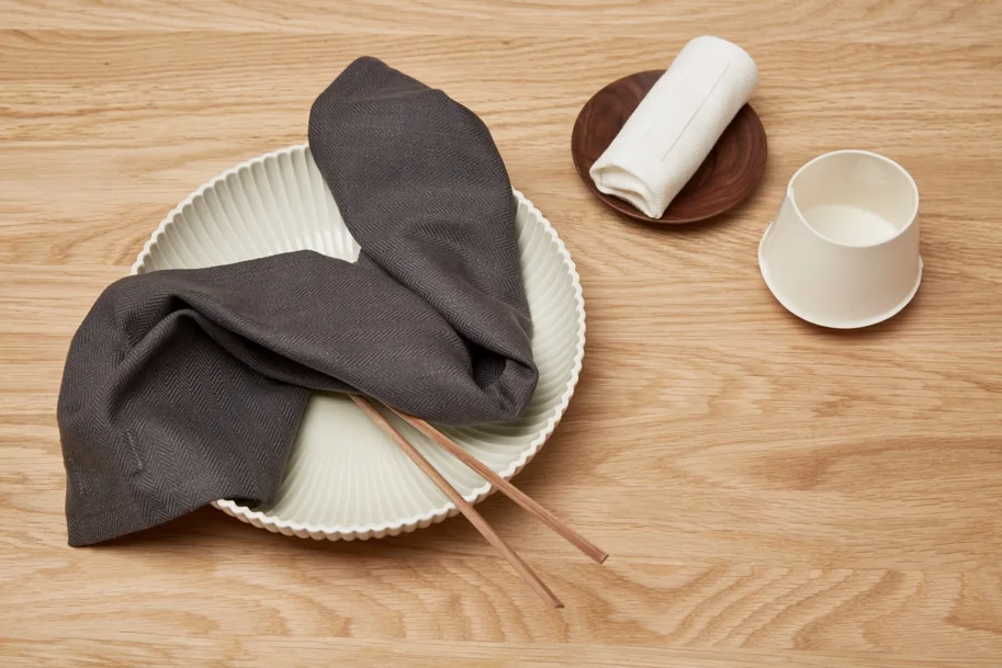 Dinner 4er Set Stoffserviette 35x40cm dark grey Biobaumwolle
