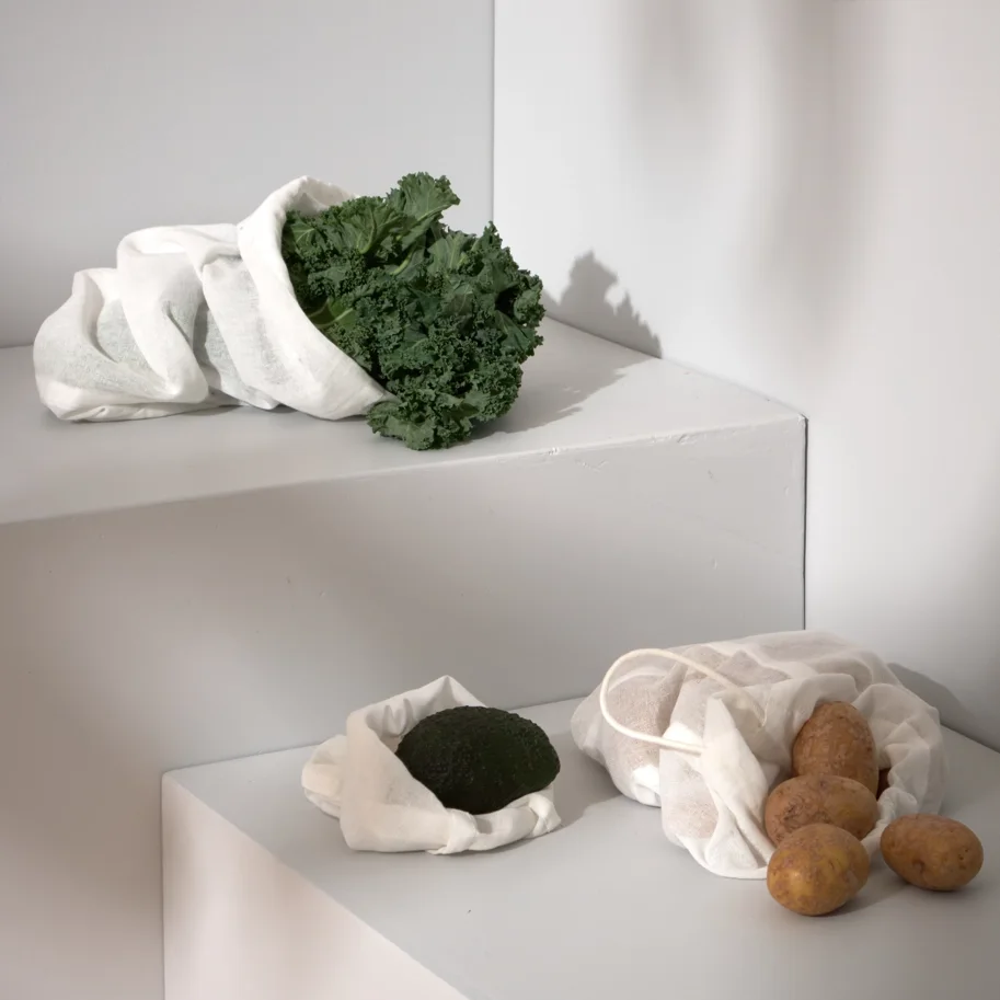 Food bag 3er Set Beutel natural white Biobaumwolle