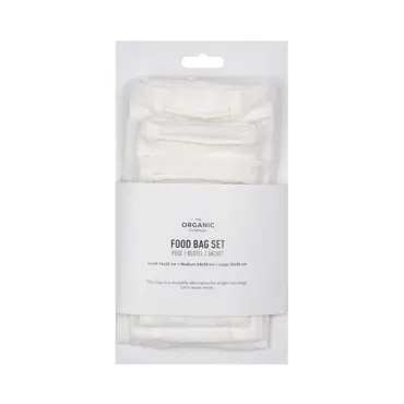 Food bag 3er Set Beutel natural white Biobaumwolle