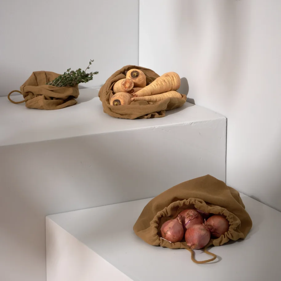 Food bag 3er Set Beutel khaki Biobaumwolle