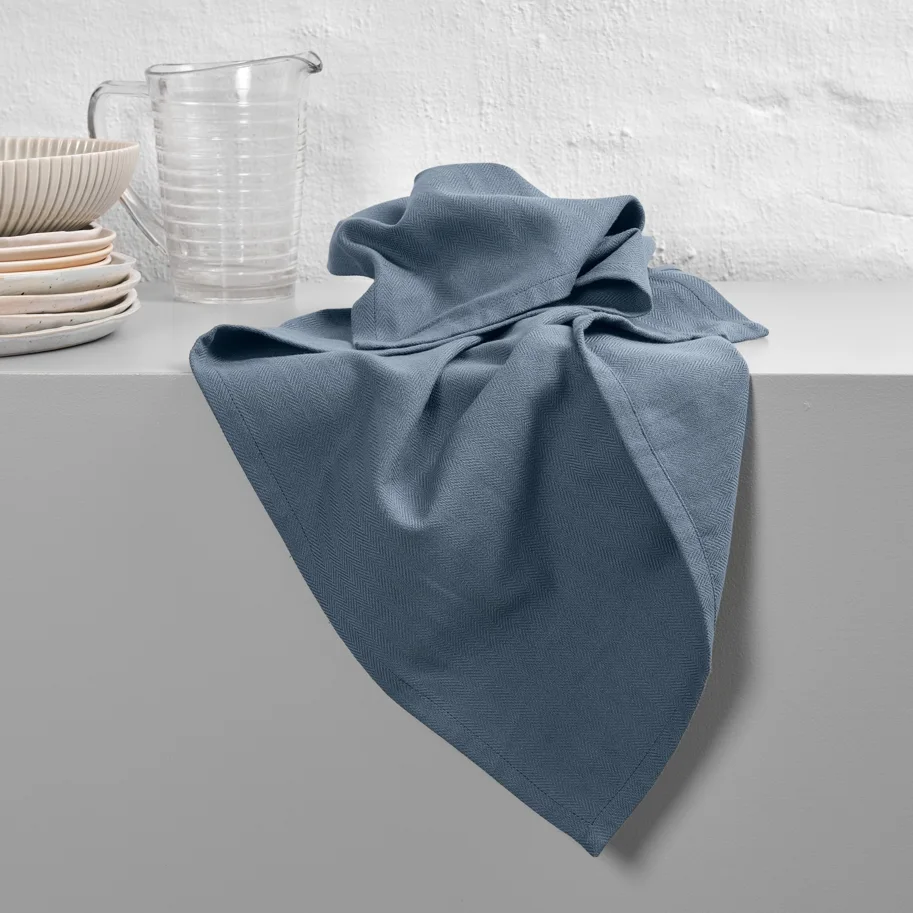 Geschirrtuch 53x86cm grey blue Biobaumwolle