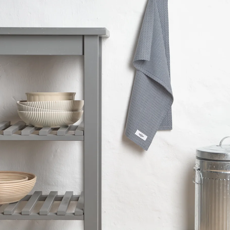 Geschirrtuch klein 35x60cm grey blue Biobaumwolle