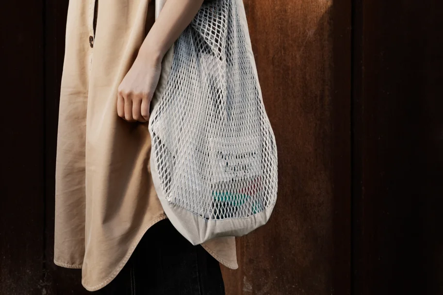Net shoulder Tasche 44x15x45cm stone Biobaumwolle