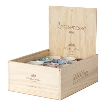 24er Set Grespresso Holzgeschenkbox Kaffeetasse 190ml multi