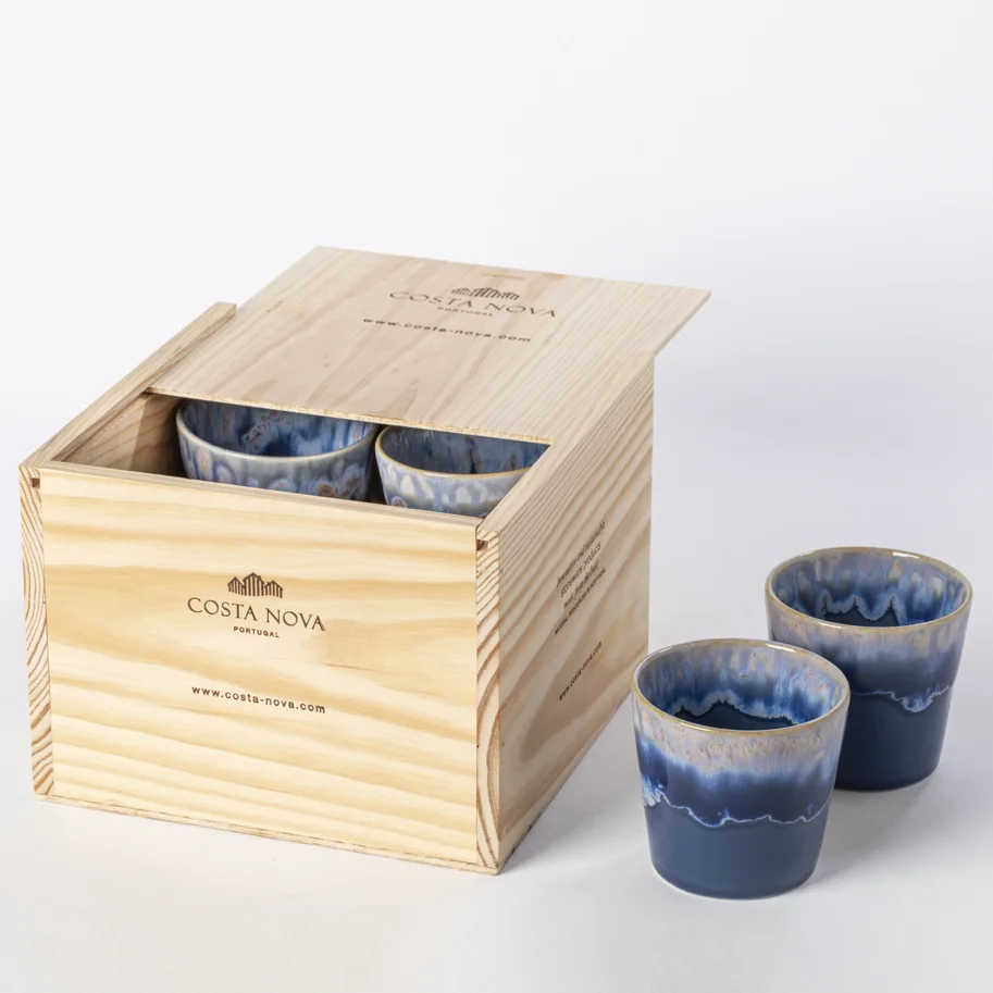 8er Set Grespresso Geschenkbox Kaffeetasse 190ml denim