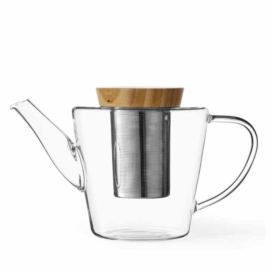 Infusion Teekrug mit Holzdeckel 1l Borosilikat