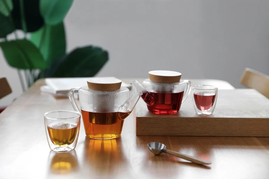 Infusion Teekrug mit Holzdeckel 1l Borosilikat