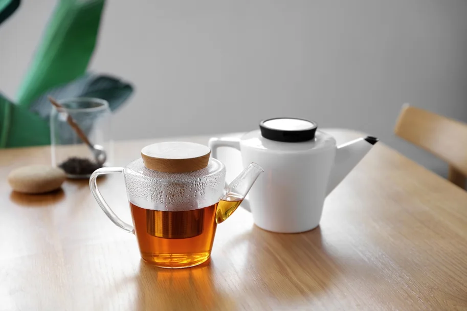 Infusion Teekrug mit Holzdeckel 1l Borosilikat