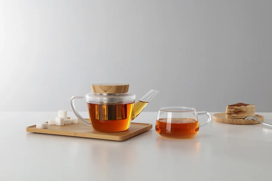 Infusion Teekrug mit Holzdeckel 0.5l Borosilikat