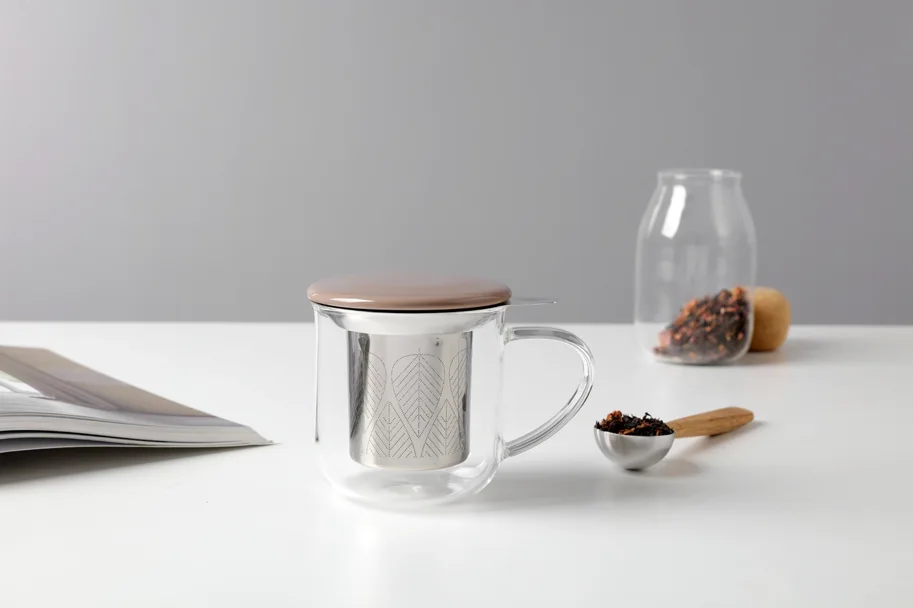 Minima Eva Teetasse mit Infuser 400ml Borosilikat braun