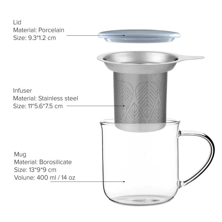 Minima Eva Teetasse mit Infuser 400ml Borosilikat hellblau