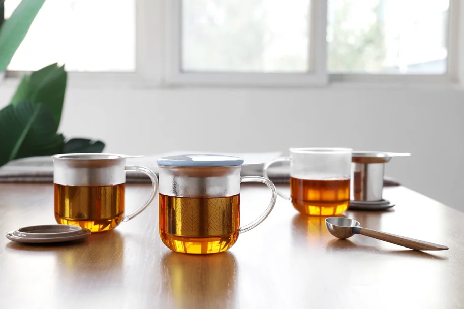 Minima Eva Teetasse mit Infuser 400ml Borosilikat hellblau