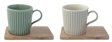 2er Set Take a Break Kaffeetasse 380ml mit Akazienunters.