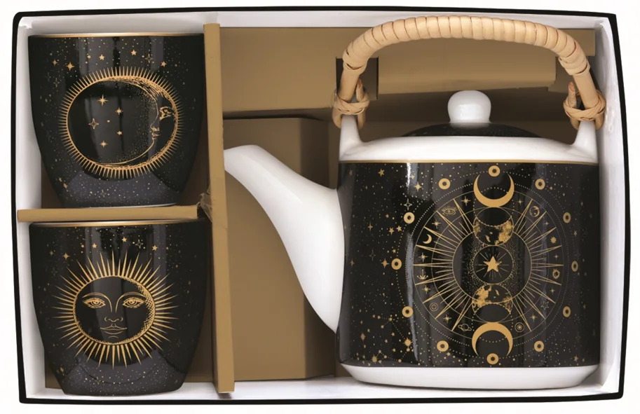 Celestial Teeset Teekanne 600ml mit zwei Tassen Porzellan