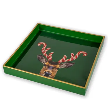 Tablett quadratisch 20x20cm Hirsch