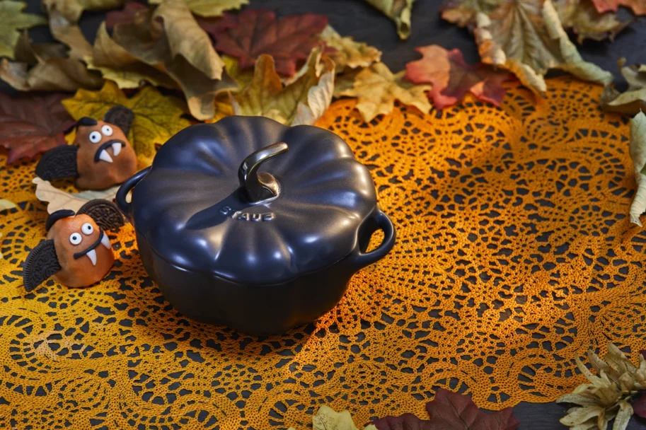 Cocotte 12cm, Kürbis, schwarz, Keramik 0.5l