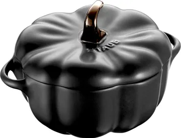 Cocotte 15cm, Kürbis, schwarz, Keramik 0.6l