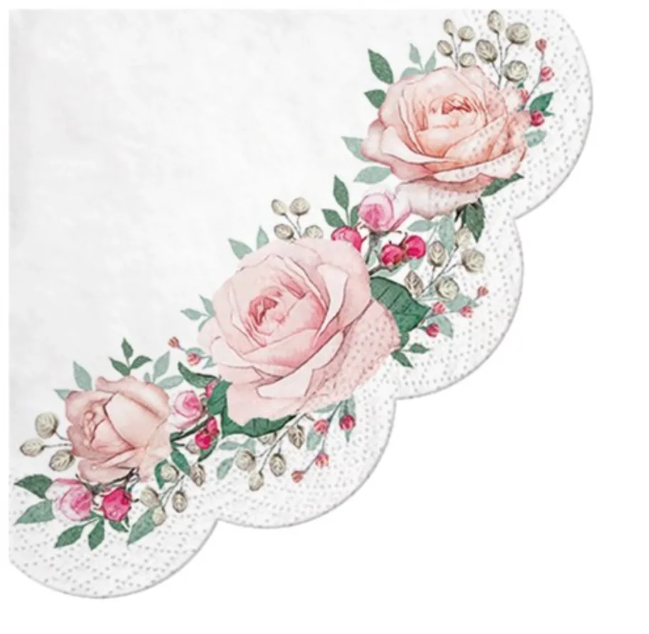 Servietten Round 12x Rosen, D 32cm
