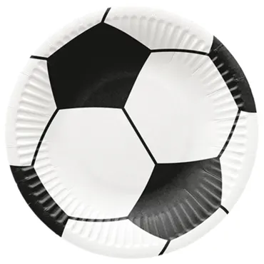 Pappteller rund 8x Fussball, 18cm